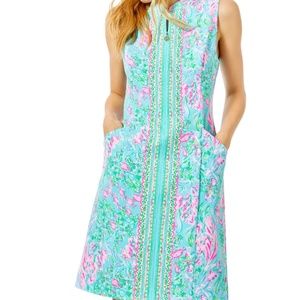 BRAND NEW LILLY PULITZER COURTNEY Amalfi Blue BEST FISHES SHIFT DRESS 2